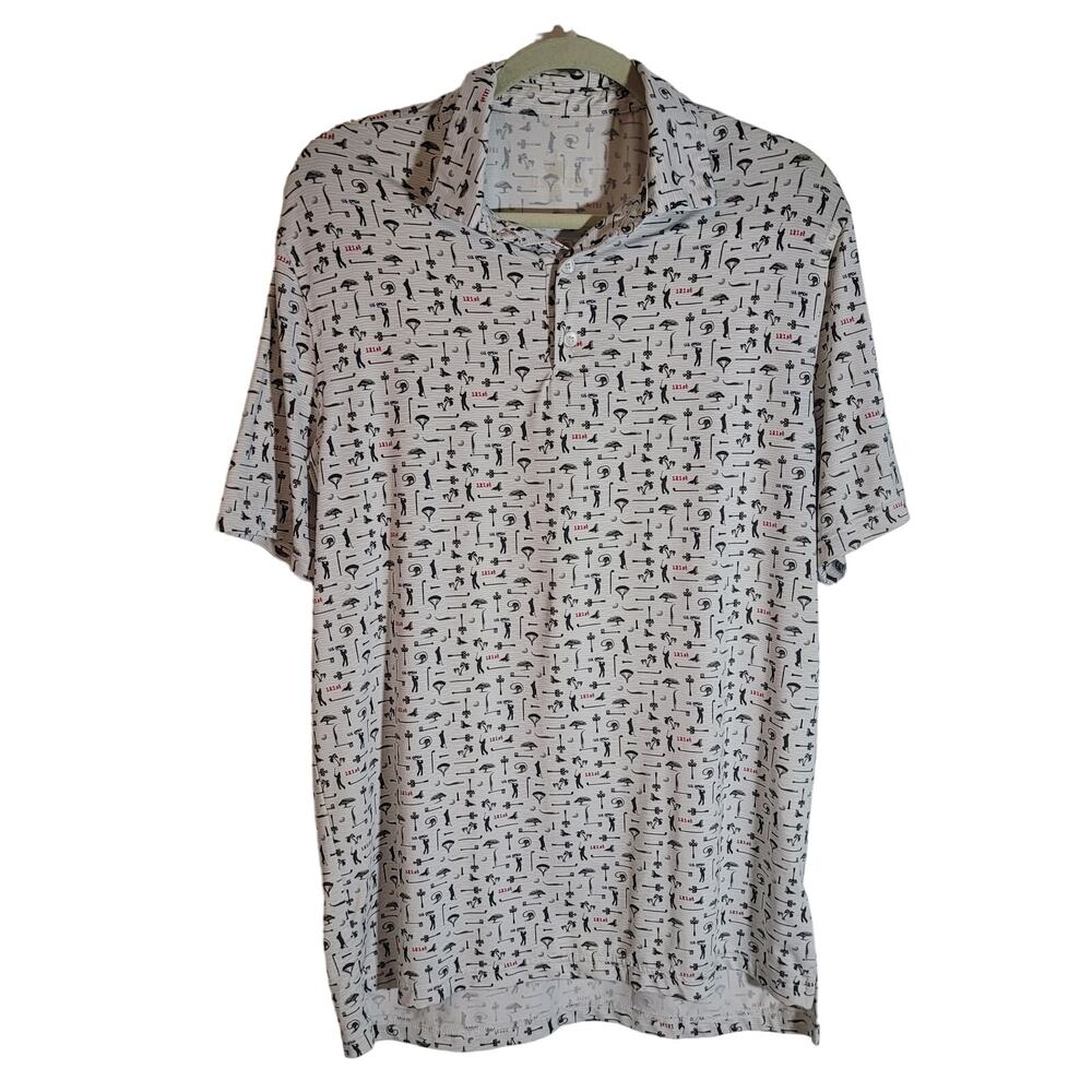 121st US Open Size M	Golf Torrey‎ Pines All Over Print Polo Rugby Shirt White